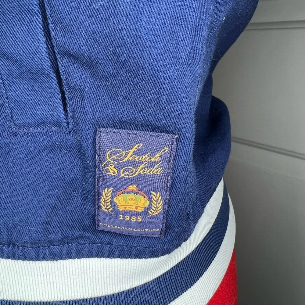 Scotch & Soda Navy Bomber Jacket with Stripe Trim